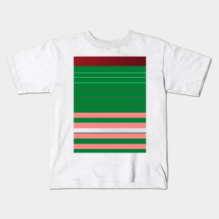 Red, Pink and Green Stripes Kids T-Shirt